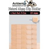 Artlantis Naturel Ahşap Küp Bloklar 1.5x1.5x1.5cm 25 Adet Ahşap Naturel Kare Blok Eğitici Geliştirici Oyuncak Küp Matematik Birim - Standart