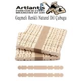 Artlantis Naturel Geçmeli Dil Çubuğu Dar 100 lü Çentikli Tırtıklı Geçirmeli Eklemeli Naturel Dondurma Çubuğu Kesik Uçlu Ahşap Çubuk