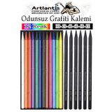 Artlantis Odunsuz Grafiti Kalemi 12 Renk ve 6 Siyah 1 Paket Odunsuz Kömür Kalemi Füzen Çizim Eskiz Kalemi Karakalem Kalemi