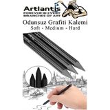 Artlantis Odunsuz Grafiti Kalemi 3 Lü 1 Paket Odunsuz Kömür Kalemi Füzen Kalemi Çizim Kalemi Eskiz ve Karakalem Kalemi - Standart - Siyah