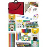 Artlantis Öğrenci Boyama Seti 10 Parça 1 Paket 35X50 Resim Çantası Resim Defter Adel Sulu Boya Kuru Boya Pastel Boya Keçeli Kalem - Kırmızı - Standart