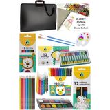 Artlantis Öğrenci Boyama Seti 10 Parça 1 Paket 35X50 Resim Çantası Resim Defter Adel Sulu Boya Kuru Boya Pastel Boya Keçeli Kalem - Siyah - Standart