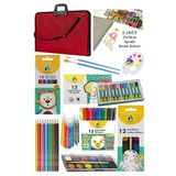 Artlantis Öğrenci Boyama Seti 10 Parça 1 Paket 35x50 Resim Çantası Resim Defter Adeli Sulu Boya Kuru Boya Pastel Boya Keçeli Kalem Kırmızı