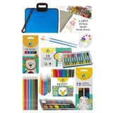 Artlantis Öğrenci Boyama Seti 10 Parça 1 Paket 35x50 Resim Çantası Resim Defter Adeli Sulu Boya Kuru Boya Pastel Boya Keçeli Kalem Mavi