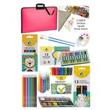 Artlantis Öğrenci Boyama Seti 10 Parça 1 Paket 35x50 Resim Çantası Resim Defter Adeli Sulu Boya Kuru Boya Pastel Boya Keçeli Kalem Pembe