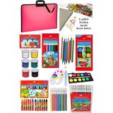 Artlantis Öğrenci Boyama Seti 11 Parça 1 Paket 35X50 Resim Çantası Resim Defter Fabe Sulu Boya Kuru Boya Pastel Boya Keçeli Kalem - Pembe - Standart