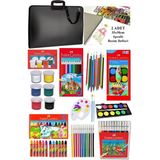 Artlantis Öğrenci Boyama Seti 11 Parça 1 Paket 35X50 Resim Çantası Resim Defter Faber Sulu Boya Kuru Boya Pastel Boya Keçeli Kalem - Siyah - Standart