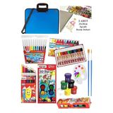Artlantis Öğrenci Boyama Seti 11 Parça 1 Paket 35x50 Resim Çantası Resim Defter Fatih Sulu Boya Kuru Boya Pastel Boya Keçeli Kalem Mavi