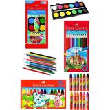 Artlantis Öğrenci Boyama Seti 3 Lü Faber 12 Renk Sulu Boya Kuru Boya Pastel Boya 12'li Boya Set Faber Castell Okul Sınıf - Renkli - Standart - 12 Renkli