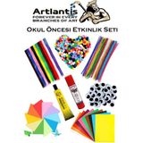 Artlantis Okul Öncesi Etkinlik Seti 1 Paket Şönil Ponpon Oynar Göz Anaokulu ve Kreş Seti Pon Pon Tüylü Tel Oynargöz Elişi Kağıdı - Renkli - Standart - 8 Parça