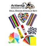 Artlantis Okul Öncesi Etkinlik Seti 1 Paket Şönil Ponpon Oynar Göz Anaokulu ve Kreş Seti Pon Pon Tüylü Tel Oynargöz Elişi Kağıdı