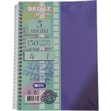 Artlantis Orta Boy 4+1 Ayraçlı Defter 5 Konulu 150 Yaprak 1 Adet 4 Kareli 1 Çizgili Spralli Plastik Kapak Seperatörlü 18x25 cm (Lila)