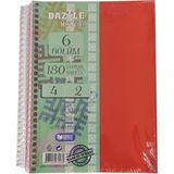 Artlantis Orta Boy 4+2 Ayraçlı Defter 6 Konulu 180 Yaprak 1 Adet 4 Kareli 2 Çizgili Spralli Plastik Kapak Seperatörlü 18x25 cm (Kırmızı)