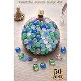 Artlantis Oval Renkli Mat Dekoratif Cam Taşlar 50 Li 1 Adet Akvaryum Vazo Taşları Dekoratif Taş - Çok Renkli - 50li - Buzul Mat