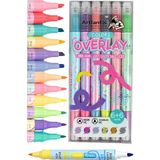 Artlantis Overlay Fosforlu Kalem 6+6 Renk 1 Paket 12 Renk Ince ve Kesik Uçlu Fosforlu Işaretleme Kalemi Keçe Uçlu Kalem - Çok Renkli - Standart - 5mm
