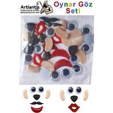 Artlantis Oynar Göz 10 mm Yüz Seti 48 Li 1 Paket Ağız Kulak Burun Bıyık Dudak Plastik Anasınıfı Kreş Etkinlik Hobi Tasarım Elişi - Renkli - Standart - 10mm