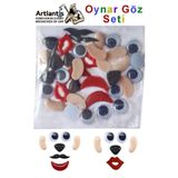 Artlantis Oynar Göz 10 mm Yüz Seti 48 li 1 Paket Ağız Kulak Burun Bıyık Dudak Plastik Anasınıfı Kreş Etkinlik