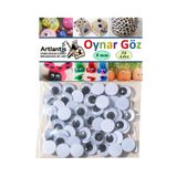 Artlantis Oynar Göz Siyah 8 mm 50 li 1 Paket Oynayan Göz 8mm Hobi Tasarım Anasınıfı Kreş Etkinlik Elişi