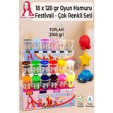 Artlantis Oyun Hamuru 18 Renk 1 Paket Monalisa 18 Li Oyun Hamuru Kurumaya Karşı Dirençli Okul Öncesi Kreş Yumuşak - Çok Renkli - 2160gr - Standart