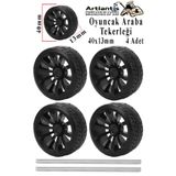 Artlantis Oyuncak Araba Tekerleği Seti 4 cm 4 lü 1 Paket Plastik Tekerlek Deney İçin 2 Adet Metal Şaft Proje D