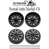 Artlantis Oyuncak Araba Tekerleği Seti 4 Lü 1 Paket Plastik Tekerlek Deney Için 2 Adet Metal Şaft Proje Deney Seti - Beyaz - Standart - 28 mm