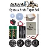 Artlantis Oyuncak Araba Yapım Seti 1 Paket Plastik Tekerlek Deney İçin 2 Adet Metal Şaft Proje Deney Seti Dc M