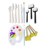 Artlantis Palet Rulo Fırça Ponpon Resim Fırçası ve Plastik Spatula 1 Paket Resim Hobi Sanat Etkinlik Resim Paleti