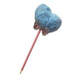 Artlantis Papyonlu Kalp Ponponlu Peluş Kurşun Kalem 1 Adet Peluş Tüylü Kalp Ponpon Kurşun Kalem Hediye Kalem Tüylü Sevimli Kalem (Mavi)