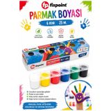 Artlantis Parmak Boya 6 Renk 1 Adet Fix Point 25 ml 6 lı Parmak Boyası Resim Dersi Su Bazlı Resim Okul Öncesi Kreş Anasınıfı