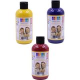 Artlantis Parmak Boyası 250 gr 3 Adet Çocuklar Için Yıkanabilir Parrmak Boya Südor Okul Hobi Kreş Etkinlik Kırmızı Sarı Mavi - Karışık-Çok Renkli - Standart