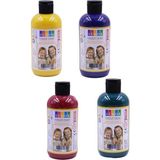 Artlantis Parmak Boyası 250 gr 4 Adet Çocuklar Için Yıkanabilir Parrmak Boya Südor Okul Hobi Kreş Etkinlik Kırmızı Sarı Mavi Yeşil - Karışık-Çok Renkli - Standart