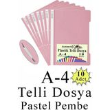 Artlantis Pastel Pembe Telli Dosya 10 Adet A4 Ölçüler Şeffaf Kapaklı Ekonomik Kullanım