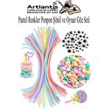 Artlantis Pastel Renkli Şönil Ponpon Oynar Göz Seti 1 Pkt Karışık Pastel Renkler Tüylü Peluş Tel Ponpon Elişi Hobi Okulöncesi Kreş - Çok Renkli - Standart - 10,20,30mm