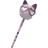 Artlantis Peluş Kedi Gözlüklü Figürlü Yumurtlayan Kalem 1 Adet Kedi Gözlük Şekilli Yumurtlayan Kalem Hediye Kalem Tüylü Sevimli Kalem - Beyaz