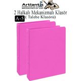 Artlantis Pembe 2 Halkalı Klasör 2 Adet A5 Pvc Öğrenci ve Ofis Tipi Evrak Sunum Talebe Büro Klasörü Iç Cepli Otomatik Mekanizlı