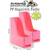 Artlantis Pembe Magazinlik Demonte Plastik 2 Adet Plastik Kutu Klasörü Magazinlik A4 Dosya ve Masa Düzenleyici Sınıf Ev Ofis - Standart