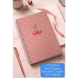 Artlantis Pembe Sert Kapak Spiralli Çizgili Defter 17X24CM 120 Yaprak 1 Adet Not Defteri Okul Büro Ofis Defteri - Mavi