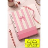 Artlantis Pembe Sert Kapak Spiralli Çizgili Defter 17X24CM 120 Yaprak 1 Adet Not Defteri Okul Büro Ofis Defteri - Sarı