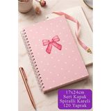 Artlantis Pembe Sert Kapak Spiralli Kareli Defter 17X24CM 120 Yaprak 1 Adet Not Defteri Okul Büro Ofis Defteri - Mor