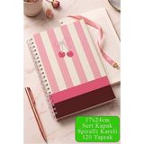 Artlantis Pembe Sert Kapak Spiralli Kareli Defter 17X24CM 120 Yaprak 1 Adet Not Defteri Okul Büro Ofis Defteri - Yeşil