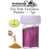 Artlantis Pembe Toz Sim Tuzluklu 7 gr 3 Adet Renkli Toz Sim Epoksi Reçine Okul Etkinlik Dekarasyon Slime - Standart
