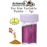 Artlantis Pembe Toz Sim Tuzluklu 7 gr 3 Adet Renkli Toz Sim Epoksi Reçine Okul Etkinlik Dekarasyon Slime
