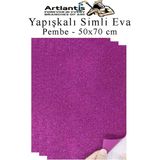 Artlantis Pembe Yapışkanlı Simli Eva 50X70 cm 3 Adet Simli Yapışkanlı Eva Süngeri Okul Kreş Anasınıfı Elişi Etkinlikleri Hobi - Standart