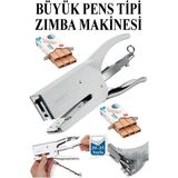 Artlantis Pens Zımba Makinesi 24/6 ve 2 Adet Zımba Teli Norex Pens Tipi Çelik Büyük Zımba Makinası 30 35 Sayfa Ofis Büro Okul - Gri - Standart