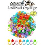 Artlantis Plastik Çengelli Iğne 100 Lü 1 Paket Örgü Ayracı Renkli Oval Çengelli Iğne Klips Ilmek Sabitleyici Belirleyici Ip Tutucu - Çok Renkli - Standart