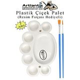 Artlantis Plastik Çiçek Palet 3 Adet Çiçek Boya Paleti 8 Hazneli 17 Cm Resim Boyama Paleti Fırça Hediyeli Sanatsal Hobi Beyaz