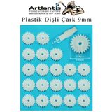 Artlantis Plastik Dişli Çark 20 Adet 1 Paket Dış Çapı 9 mm İç Çapı 2 mm Okul Deney Motor Çarkı Plastik Dişlile