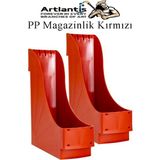 Artlantis Plastik Magazinlik Kırmızı 2 Adet Plastik Kutu Klasörü Magazinlik A4 Dosya ve Masa Düzenleyici Sınıf Ev Ofis - Standart