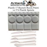 Artlantis Plastik Masa Üstü 17 Hazneli Resim Paleti 5 Li Plastik Spatula 1 Paket Ressam Paleti Sanatsal Esnek Plastik Palet Bıçağı - Standart - Beyaz