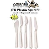 Artlantis Plastik Spatül 5 Li Set Resim ve Heykel Plastik Spatula Esnek Plastik Palet Bıçağı 5 Paket - Standart - Beyaz